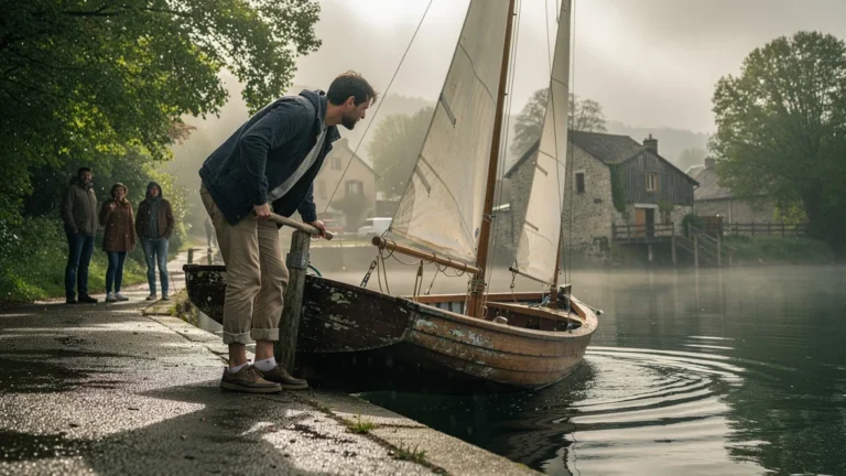 Première mise à l'eau à la cale de Notre-Dame-de-l'Isle avec repérage et manœuvre délicate en bateau