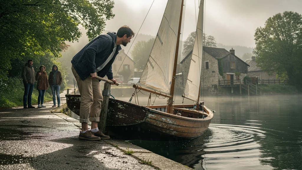 Première mise à l'eau à la cale de Notre-Dame-de-l'Isle avec repérage et manœuvre délicate en bateau
