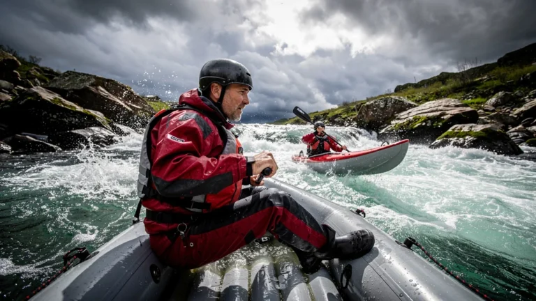 Kayak gonflable faiblissant dans les rapides, illustration pourquoi choisir kayak rigide après plusieurs sorties